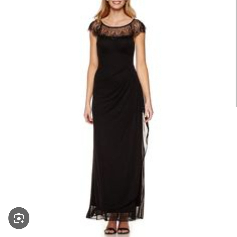 Enfocus Studio Elegant Black Lace Maxi Dress